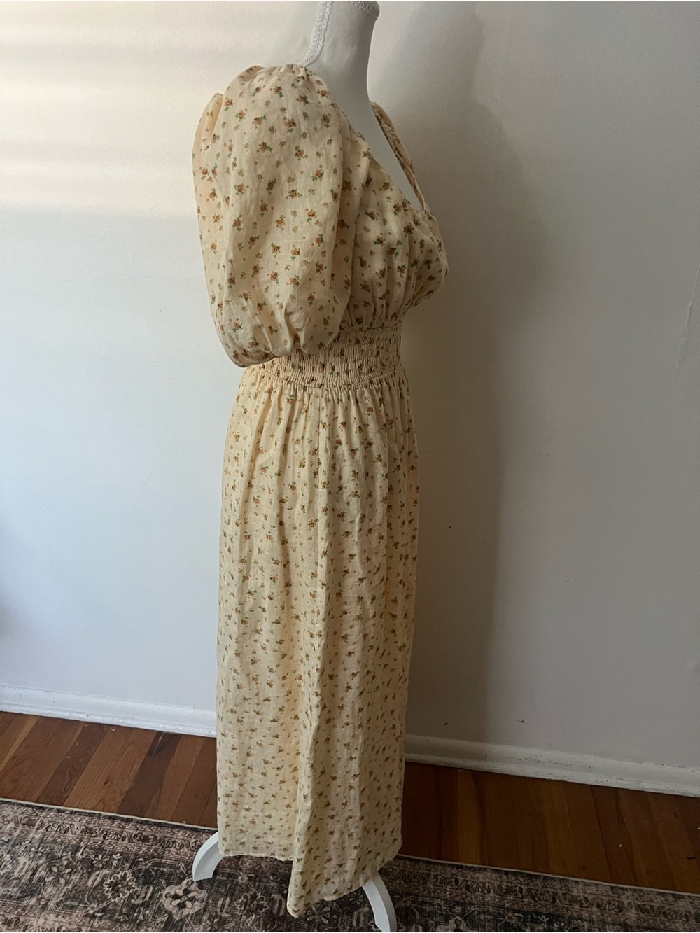 Faithfull the Brand Yellow Cottage Floral farmhouse linen maxi Dress, size 6 (M) - Picture 2 of 5